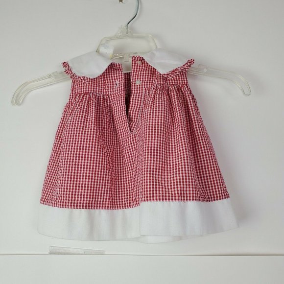 VTG Baby Dress Red Plaid Sleeveless Lady Bug 6-9M - Picture 4 of 6